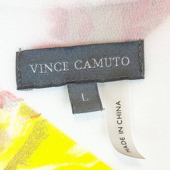 Vince Camuto White Floral Lattice Print Top - Lg - Picture 5 of 7